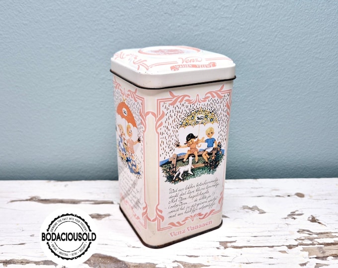 Vintage Venz chocolate sprinkles tin 1978 | Retro Dutch metal storage tin | Rare kitchen decor collectible