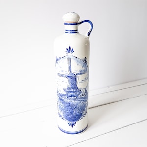 Vintage Delft Blau Krug mit Korkverschluss * handgefertigt Holland * Vintage Gin Krug 'Bols' * Vintage Keramik * niederländische Folklore