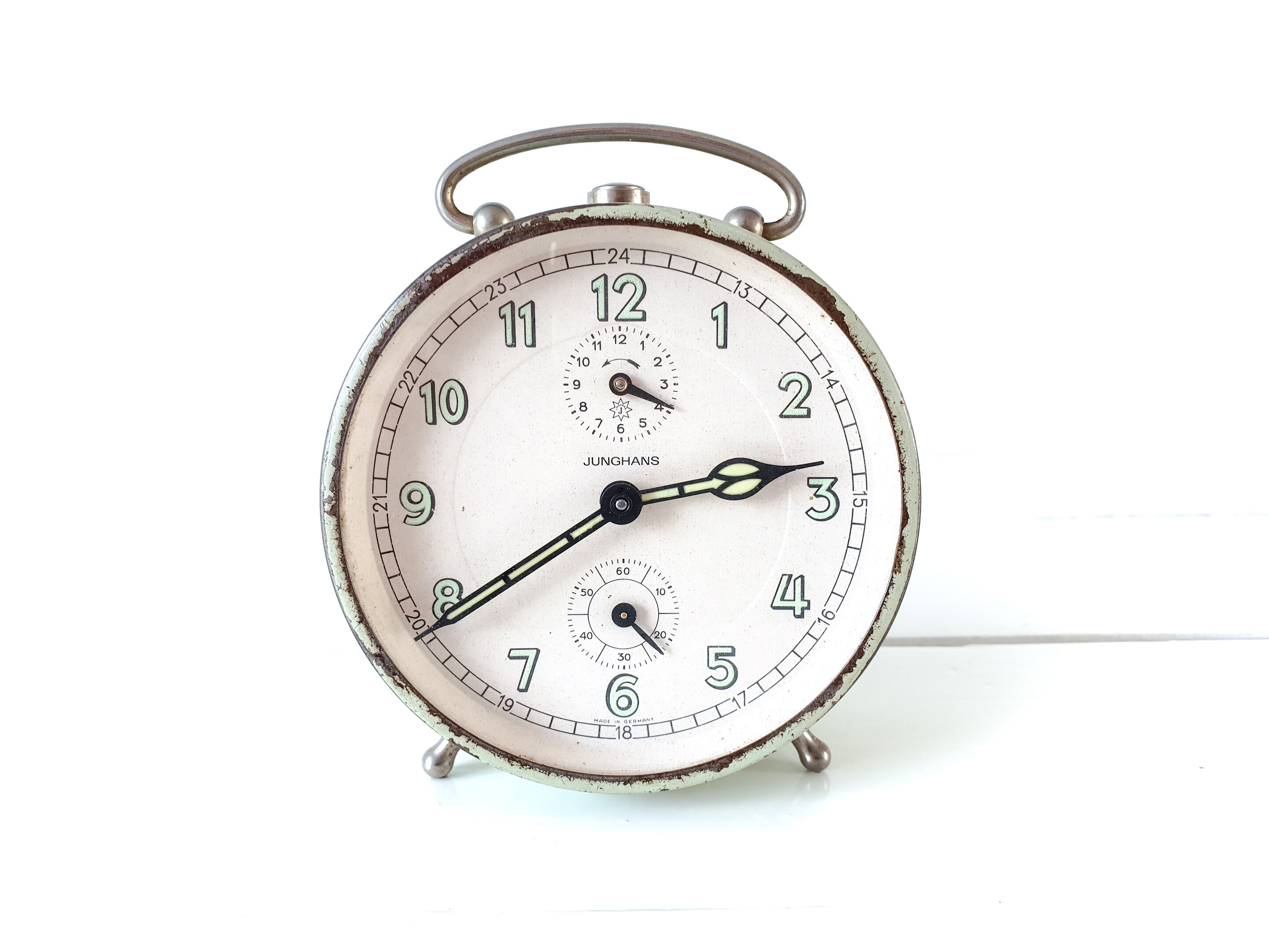Vintage Junghans alarm clock green • old alarm clocks • German Junghans