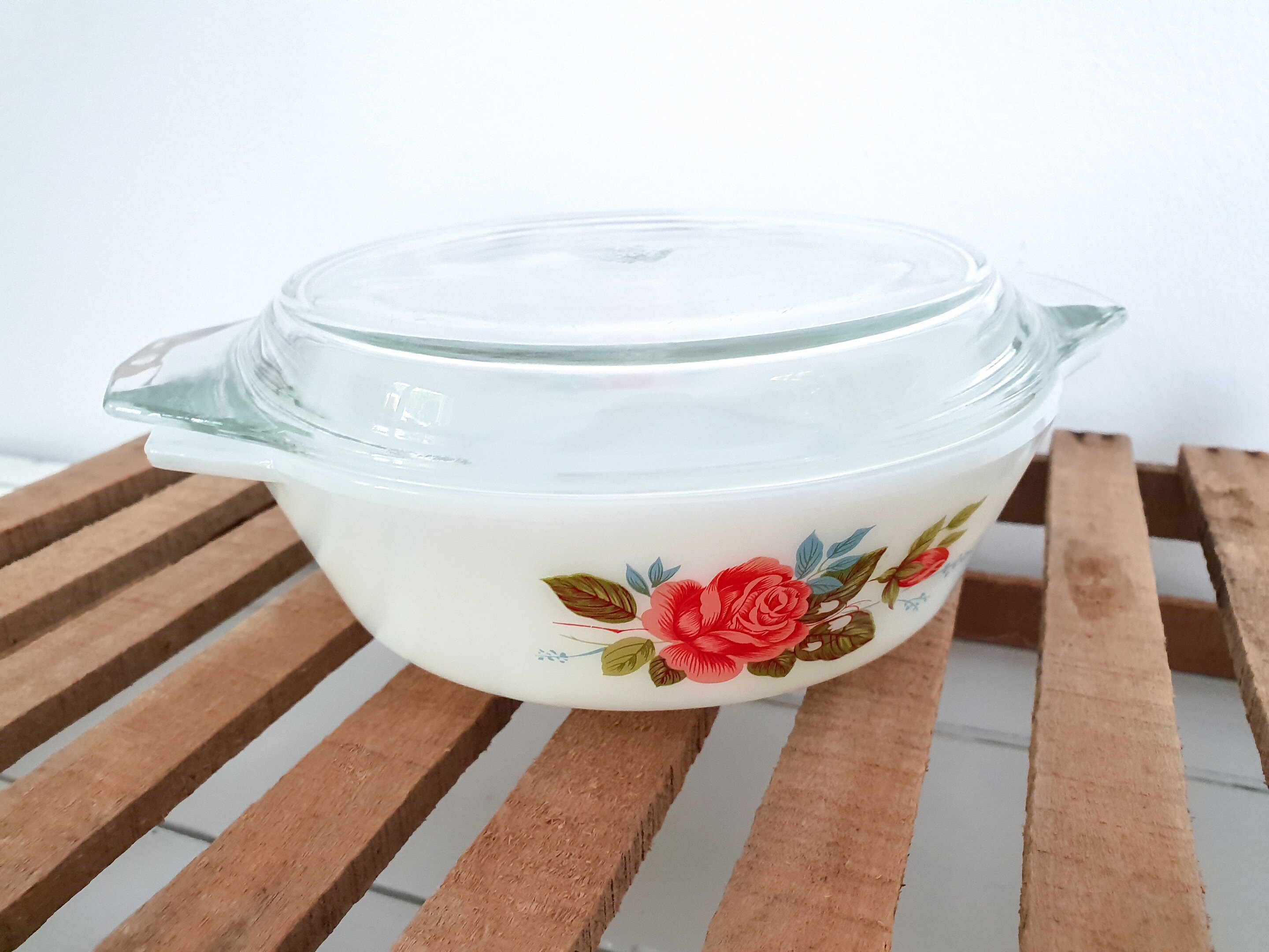 Cottage Rose Jaj Pyrex Casserol Dish With Lid 1950's Pyrex FFF