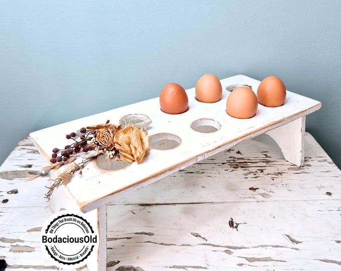 Vintage Country-style rustic egg rack | perfect kitchen styling and decor