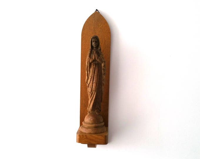 Beautiful old religious wood figurine 'virgin Mary' * religious carvings * vintage wood carvings * religious wall sculpture