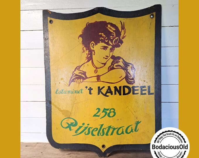 Handmade Belgian Pub Advertisement - Vintage Bar Sign