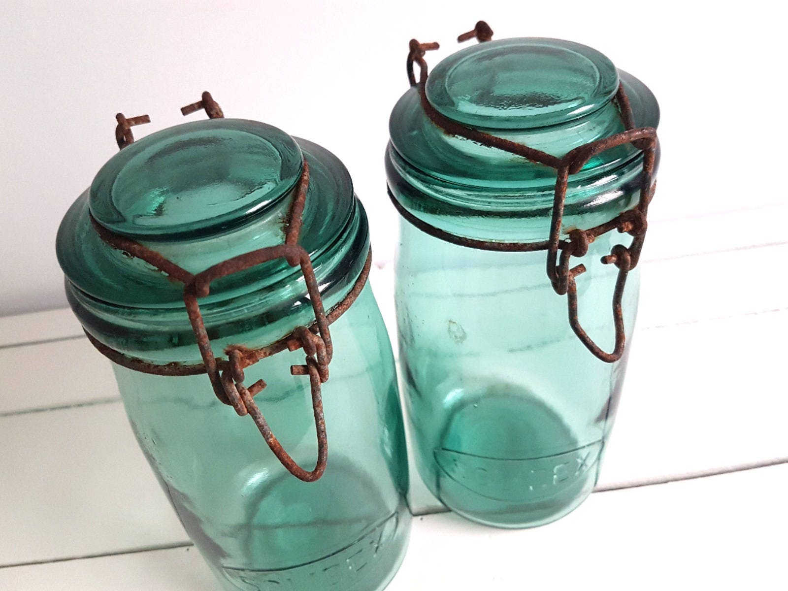 Vintage French glass storage jar 'Solidex' * kitchen glass storage