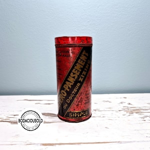 Vintage red Entero-Pansement tin Dr. Zizine | antique French medicine canister