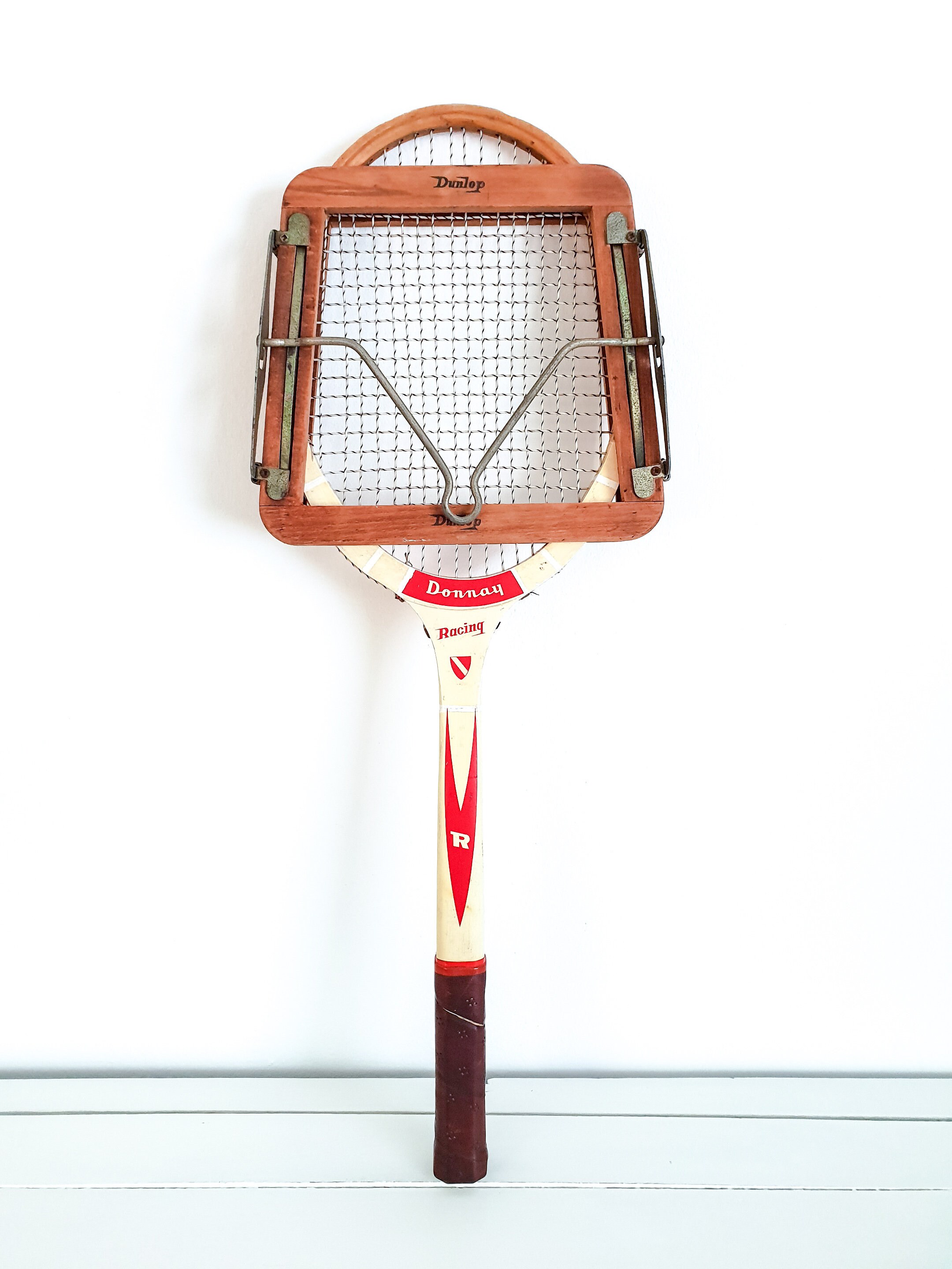 Vintage wooden tennis racket Donnay Racing with tensioner ...