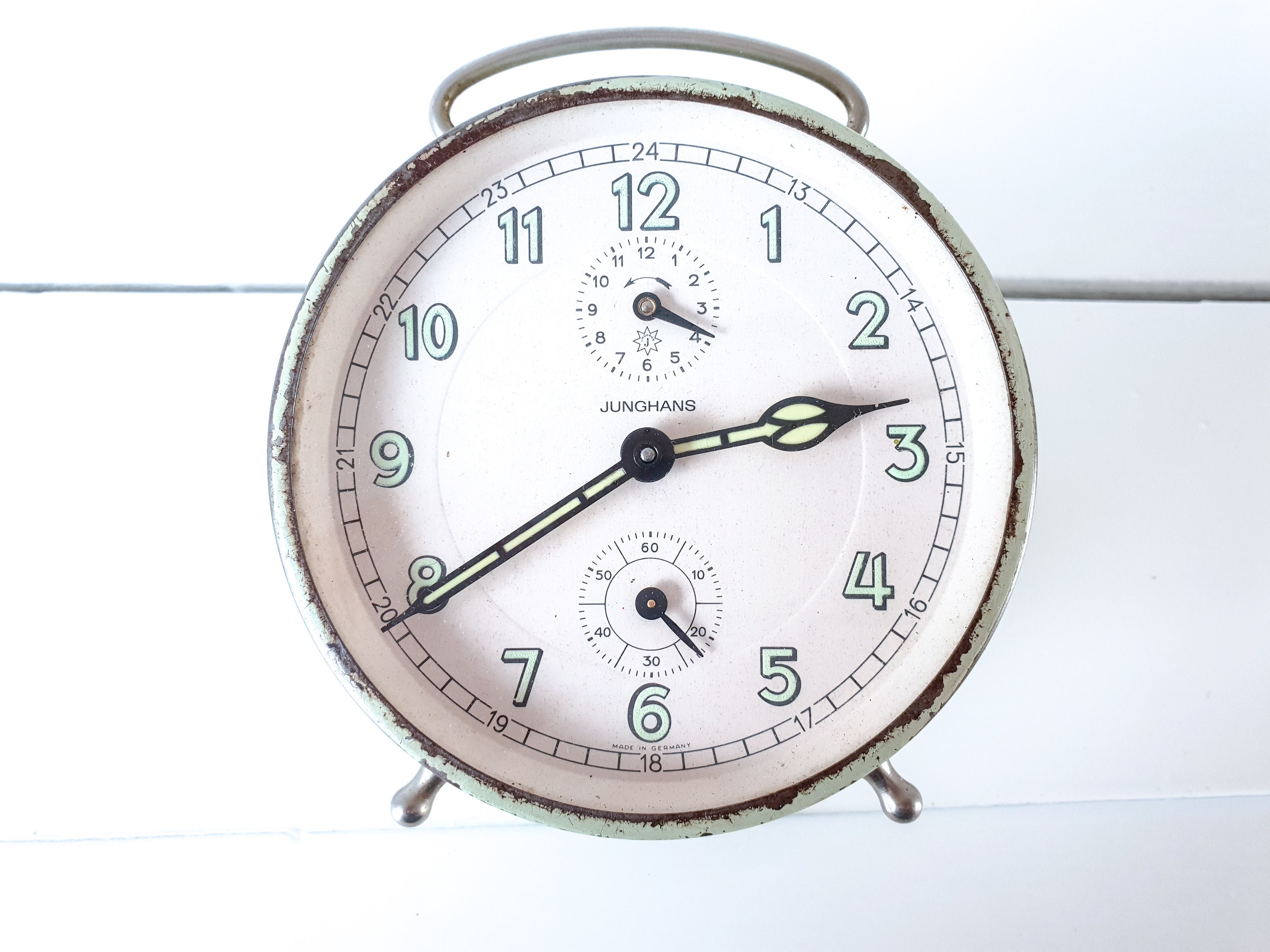 Vintage Junghans alarm clock green • old alarm clocks • German Junghans