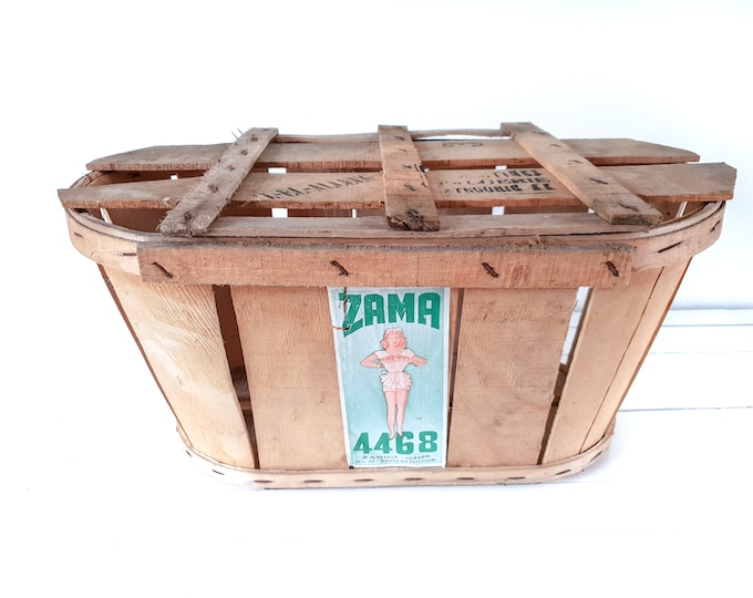 Vintage Moroccan oval split wood tomato harvest basket ZAMA • fruit basket • picking basket • harvest basket • country farmhouse decor #3