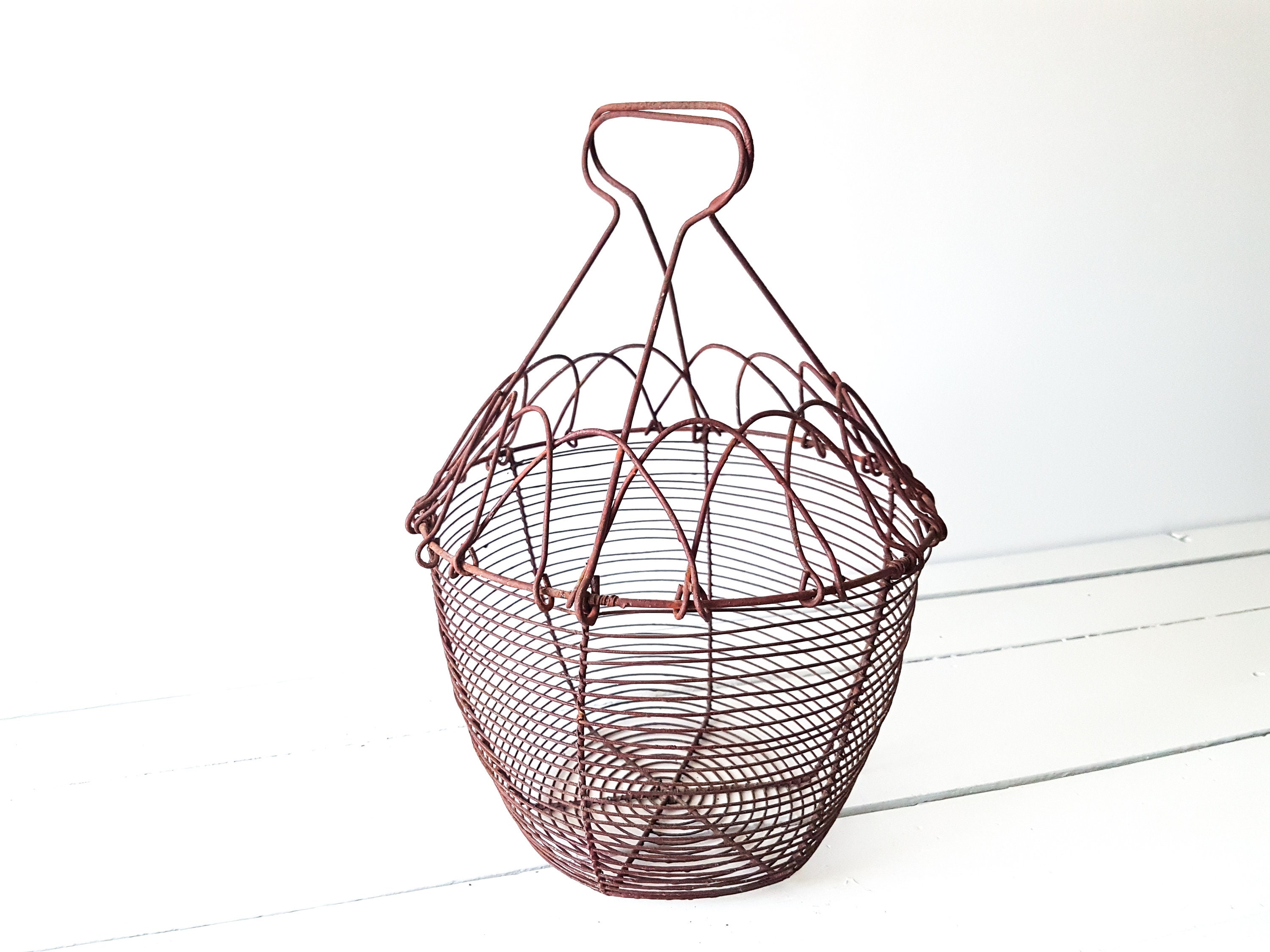 French Vintage Metal Kitchen Basket Vintage Egg Basket Easter