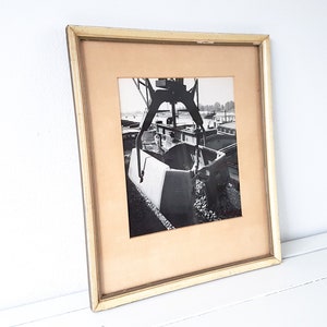Vintage industrial black and white photo framed • old shipping photo • industrial interior • industrial wall decoration