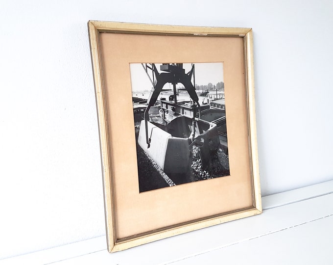 Vintage industrial black and white photo framed • old shipping photo • industrial interior • industrial wall decoration