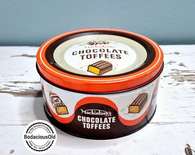 Vintage Mackintosh’s Chocolate Toffees Tin | Retro Candy Tin 1970s