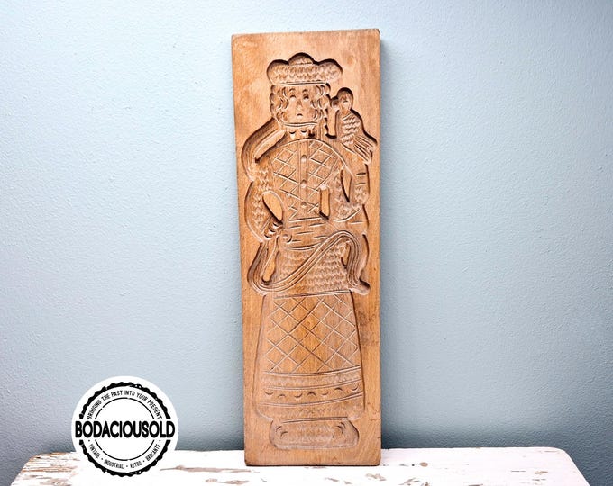 Vintage Wooden Speculaas Mold | Traditional Dutch Cookie Mold | Authentic Kitchenware with Hand-Carved Detailing