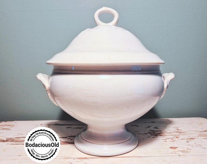 Vintage French Terre de Fer Hte Boulenger & Cie tureen with lid – unique rustic charm