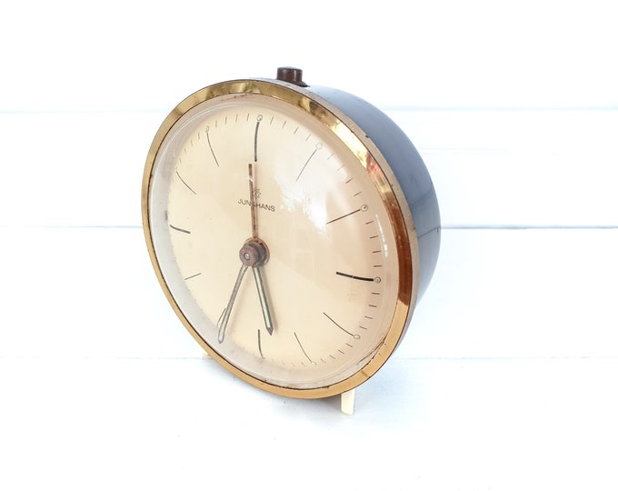 Vintage Junghans Alarm Clock Brown Gold Old Junghans Alarm Etsy