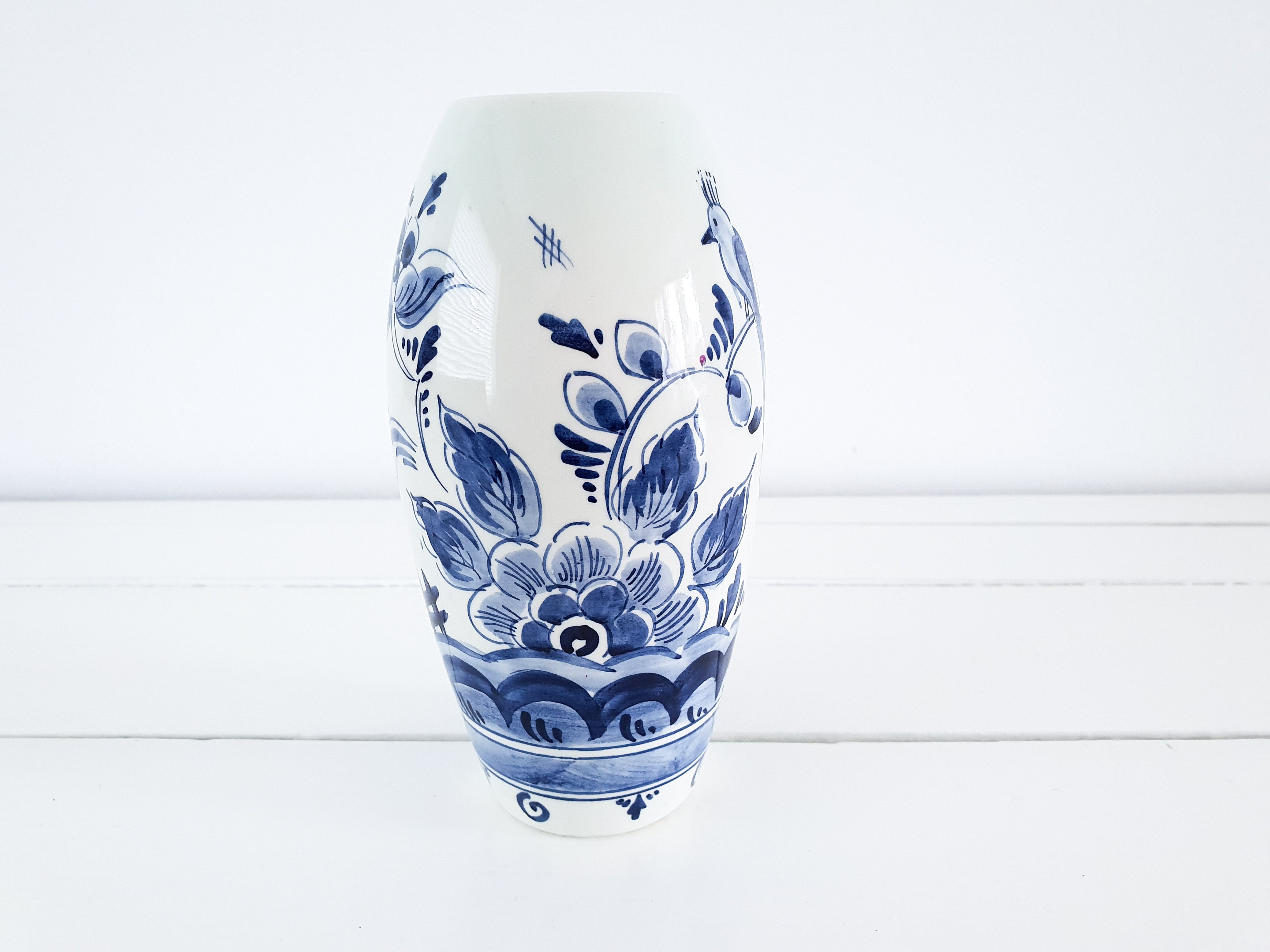 Delft Blue Pottery Vase Handpainted Dutch Delfts Blauw Etsy