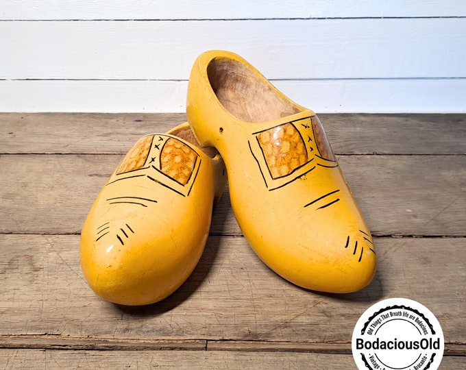 Rustic Wooden Clogs Shoes - Dutch Heritage Farmhouse Chic