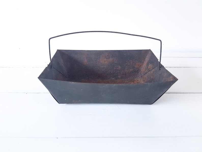 Industrial Metal Storage Basket With Handle Folded Metal Etsy