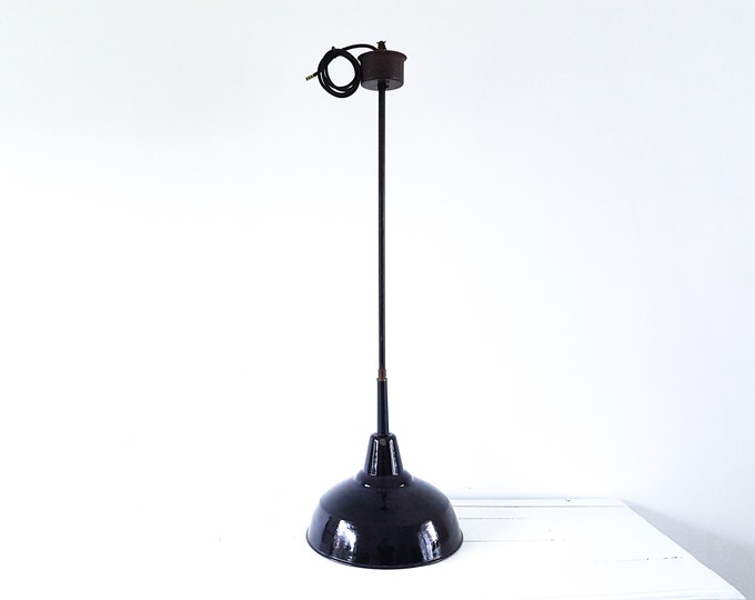 Vintage industrial black factory light • industrial lighting fixture • industrial enamel pendant light • fixerupper style