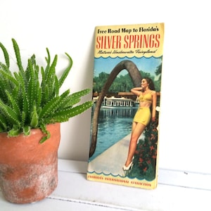 Vintage road map Florida 'Silver Springs' * vintage folding road map * old route map