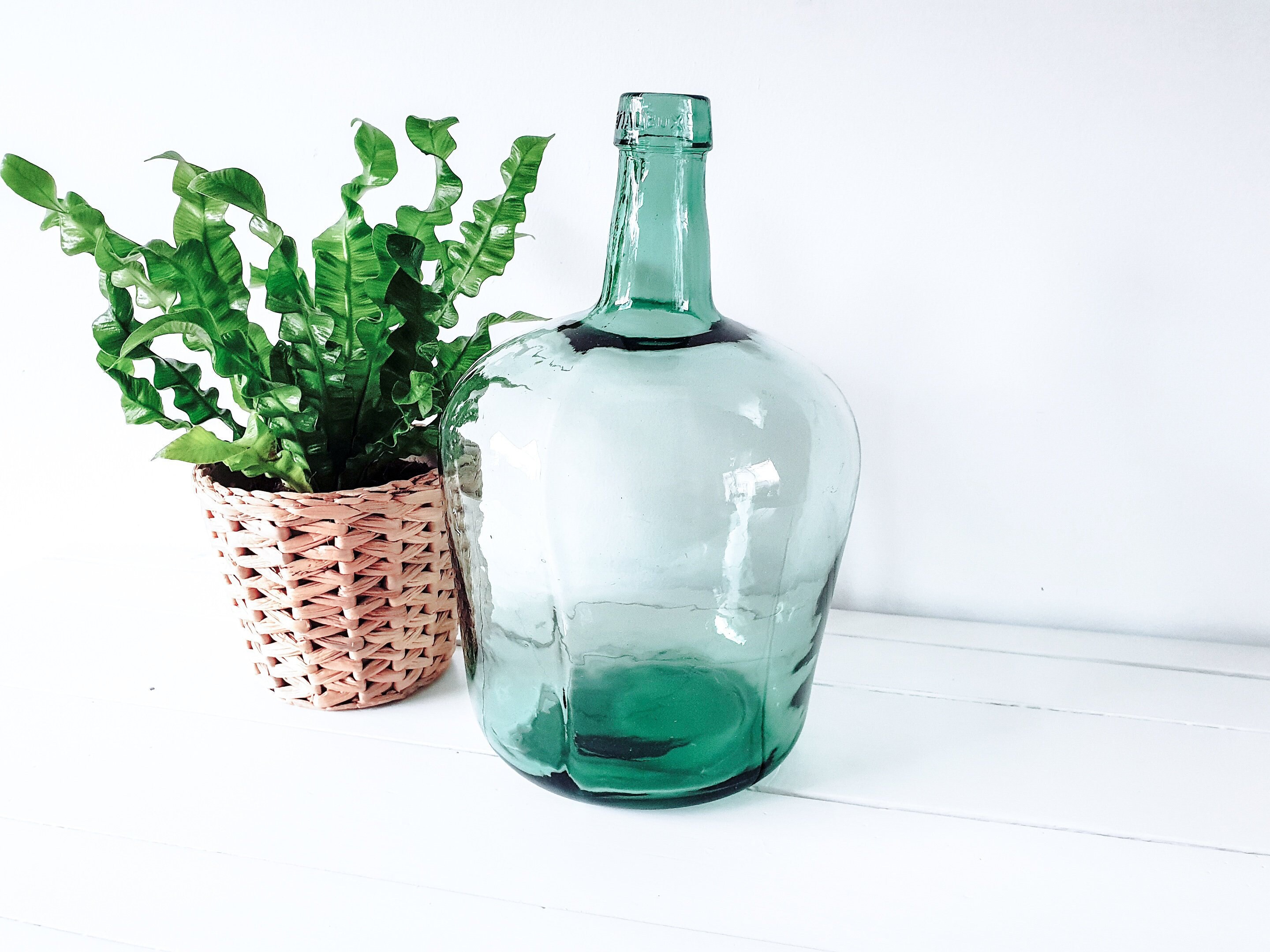 Vintage Green Glass Vialbox Bottle Damme Jeanne Cool And
