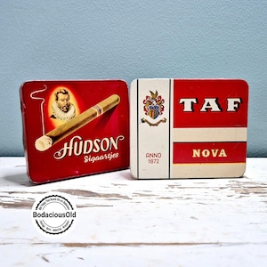 Vintage Tobacco Tins Hudson & TAF Nova | Retro Cigar Tin Decor