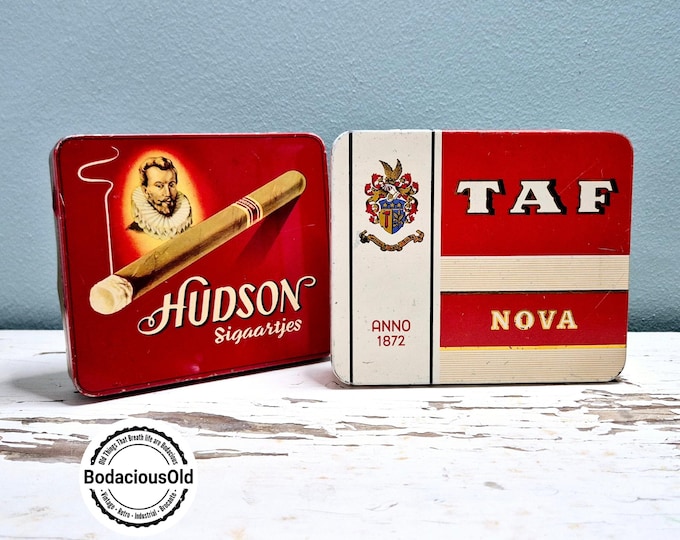 Vintage Tobacco Tins Hudson & TAF Nova | Retro Cigar Tin Decor