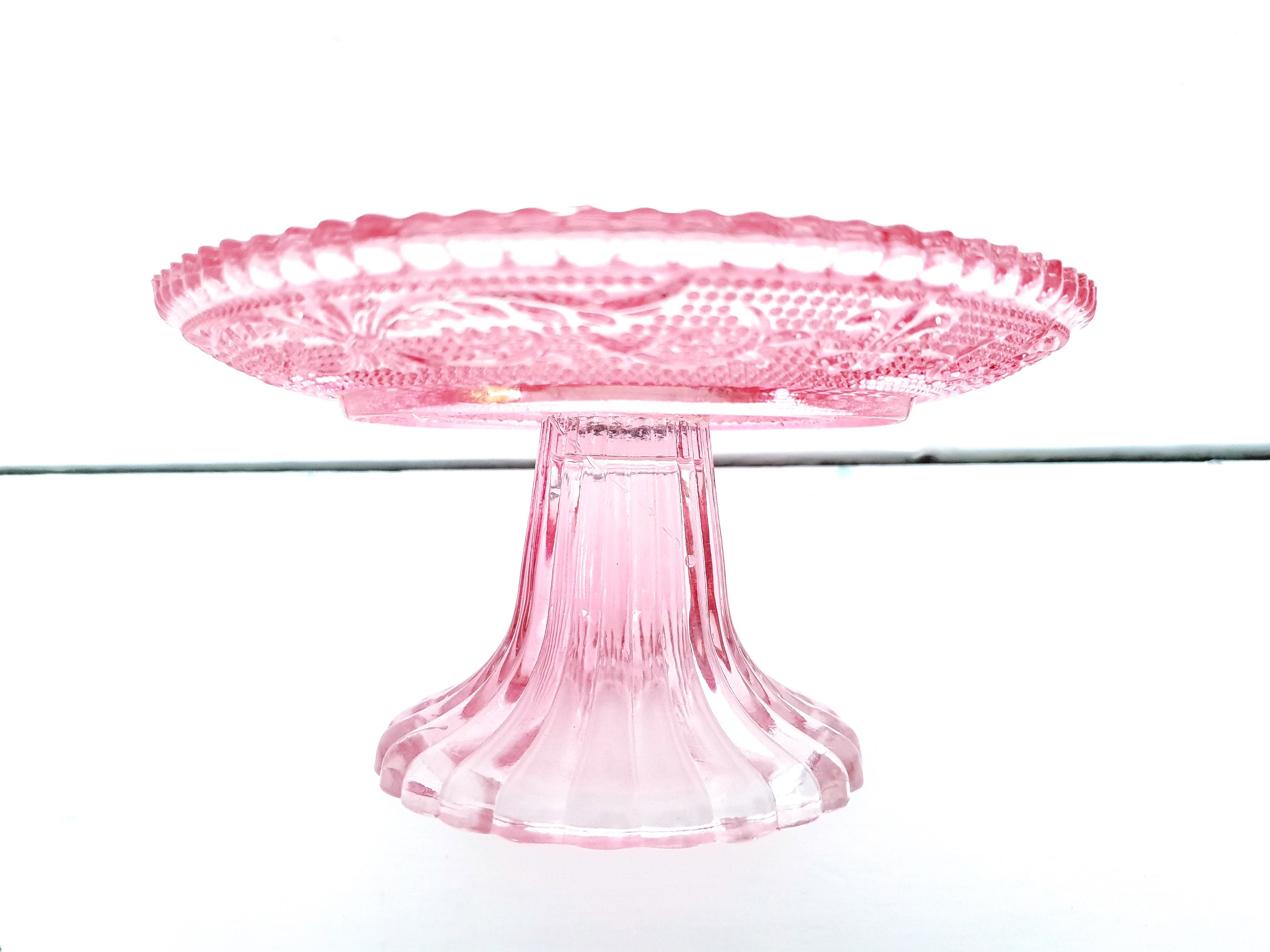 Vintage Pink Glassware Bonbon Dish Glass Chocolate Tray High