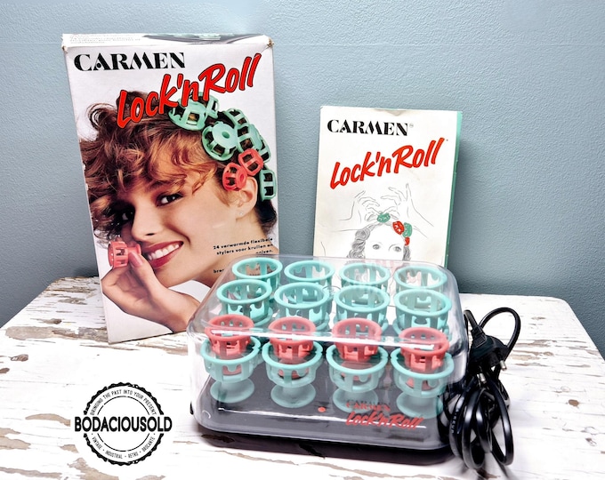 Vintage Carmen Lock 'n Roll Heated Curl Set 1980s | Retro Hair Rollers in Original Box