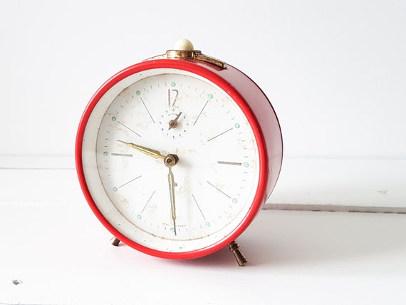 Vintage Alarm Clock Red Lumen Old Clocks Collectible Alarm Clock Red Lumen Old Clocks