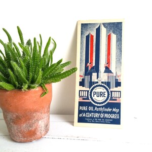Vintage pathfinder map 'Pure Oil Chicago' * vintage folding road map * old route map