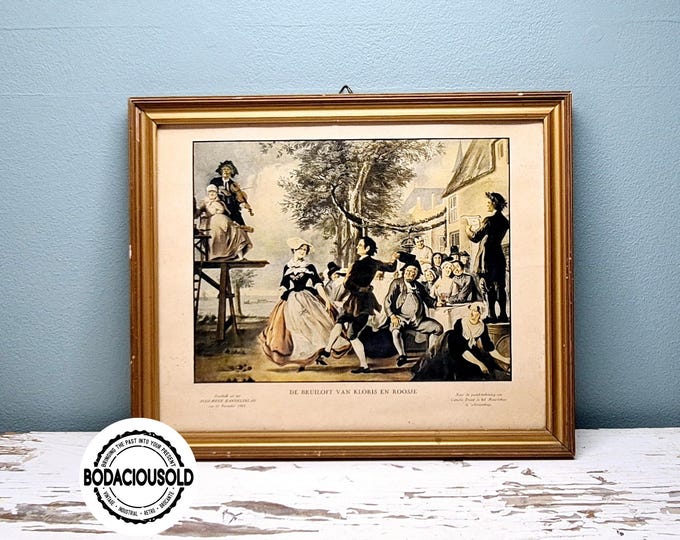 Framed vintage print The Wedding of Kloris and Roosje | Dutch artwork reproduction (1929)