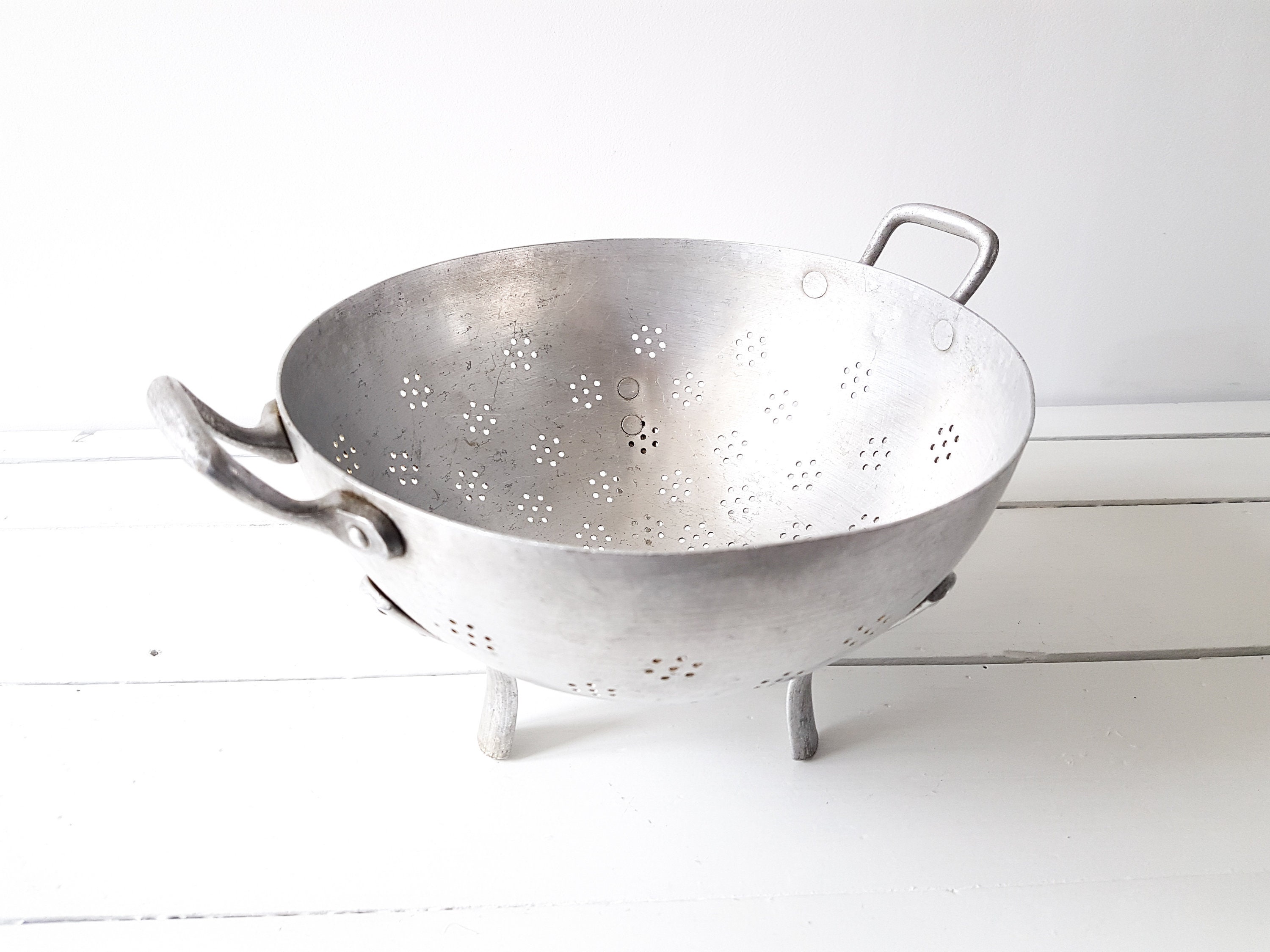 Vintage Farmhouse Aluminum Colander