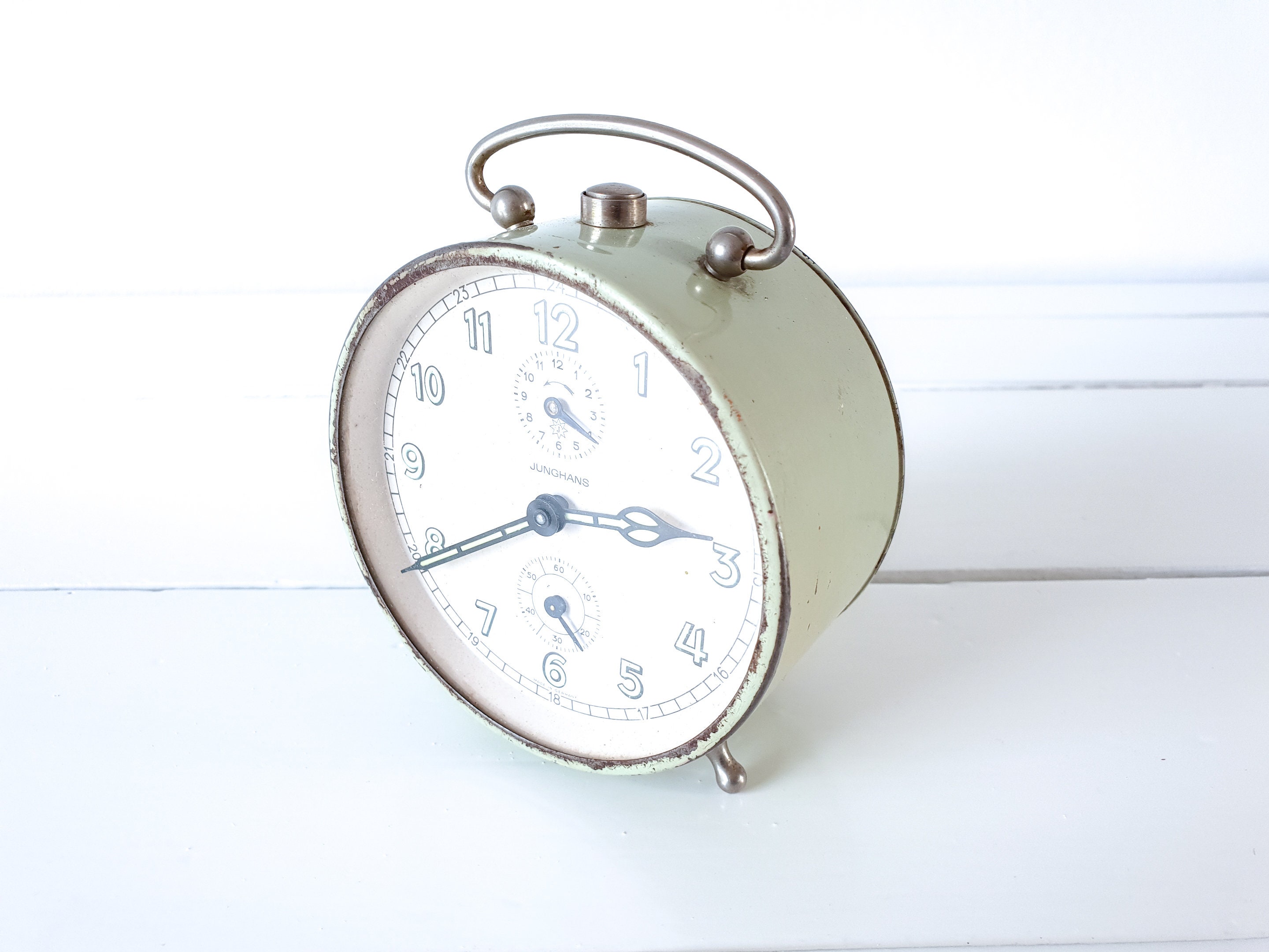 Vintage Junghans alarm clock green • old alarm clocks • German Junghans