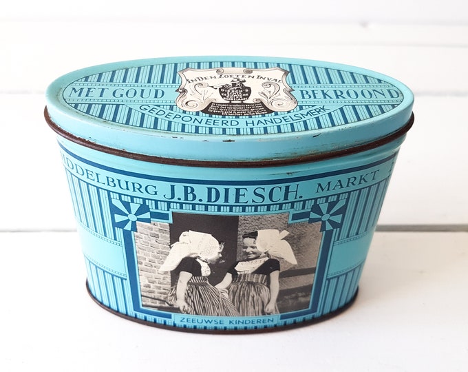 Dutch vintage storage tin 'Zeeuws' * old collectible tin * farmhouse decoration * old metal can