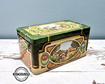 Vintage Douwe Egberts Pickwick tea tin | Old metal tea storage box | Retro kitchen decor 1970s