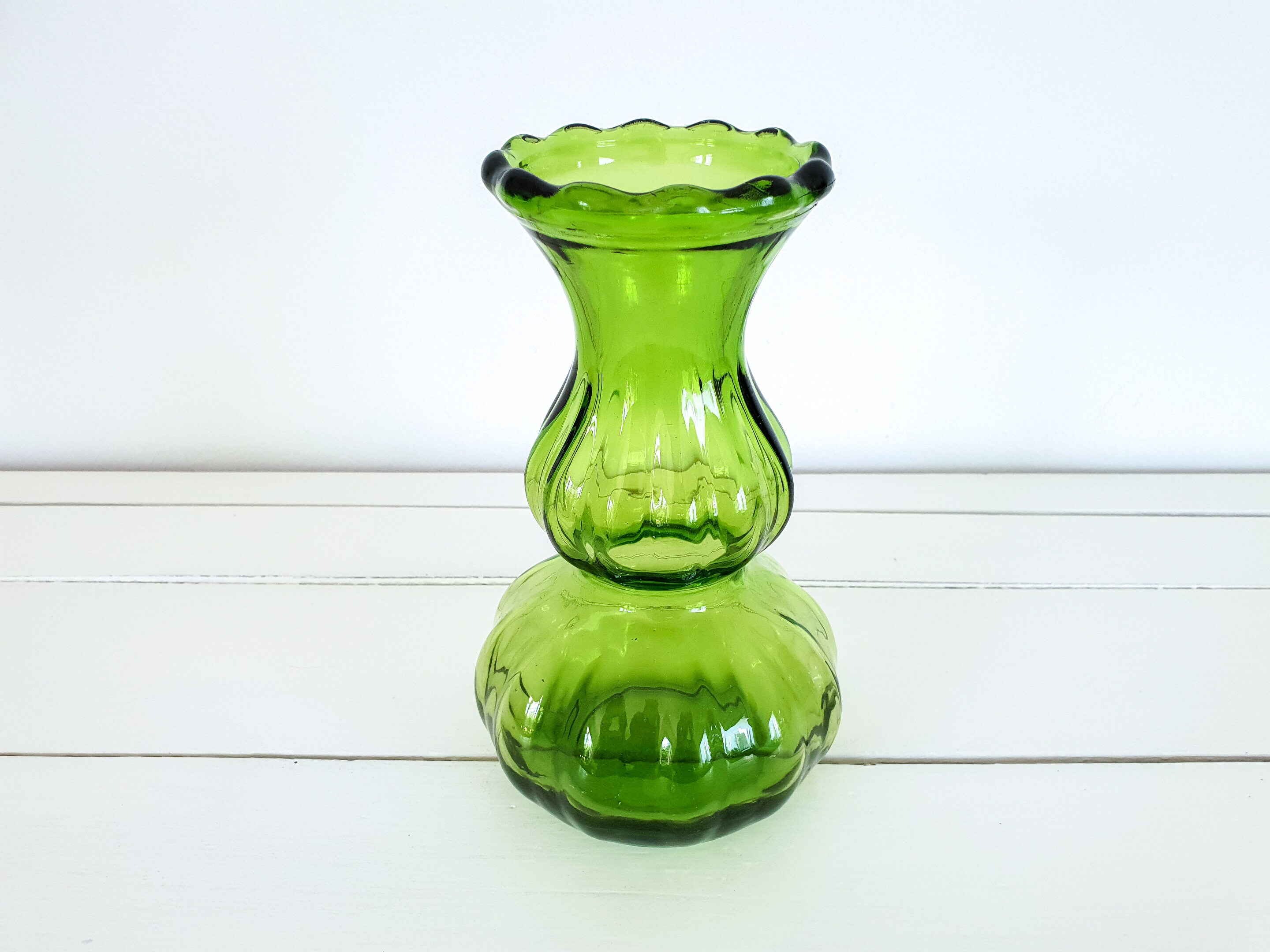 Vintage green glass Art Deco vase retro green pressed Vintage green glass Art Deco vase retro green pressed