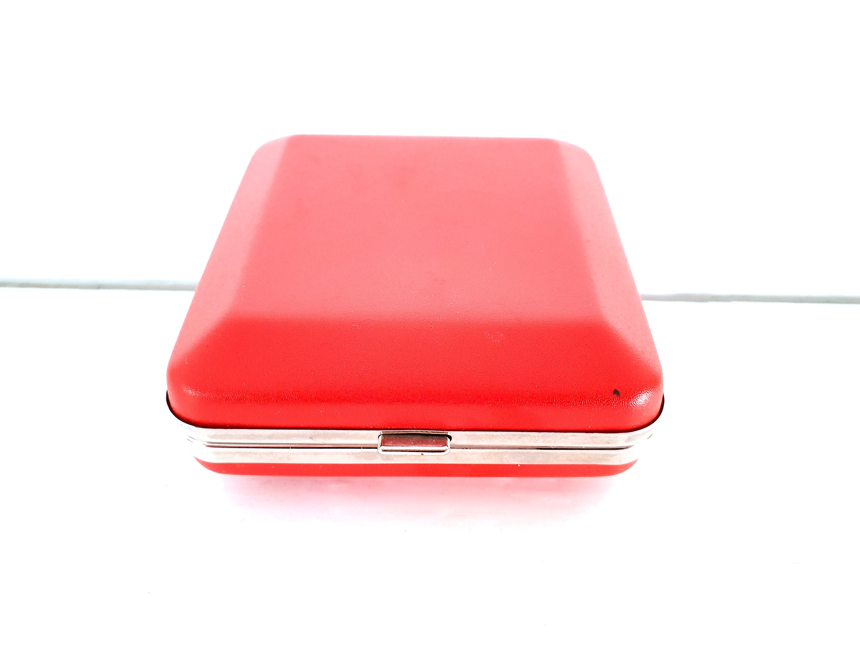 Vintage folding travel alarm clock red by Velona Germany • old red and