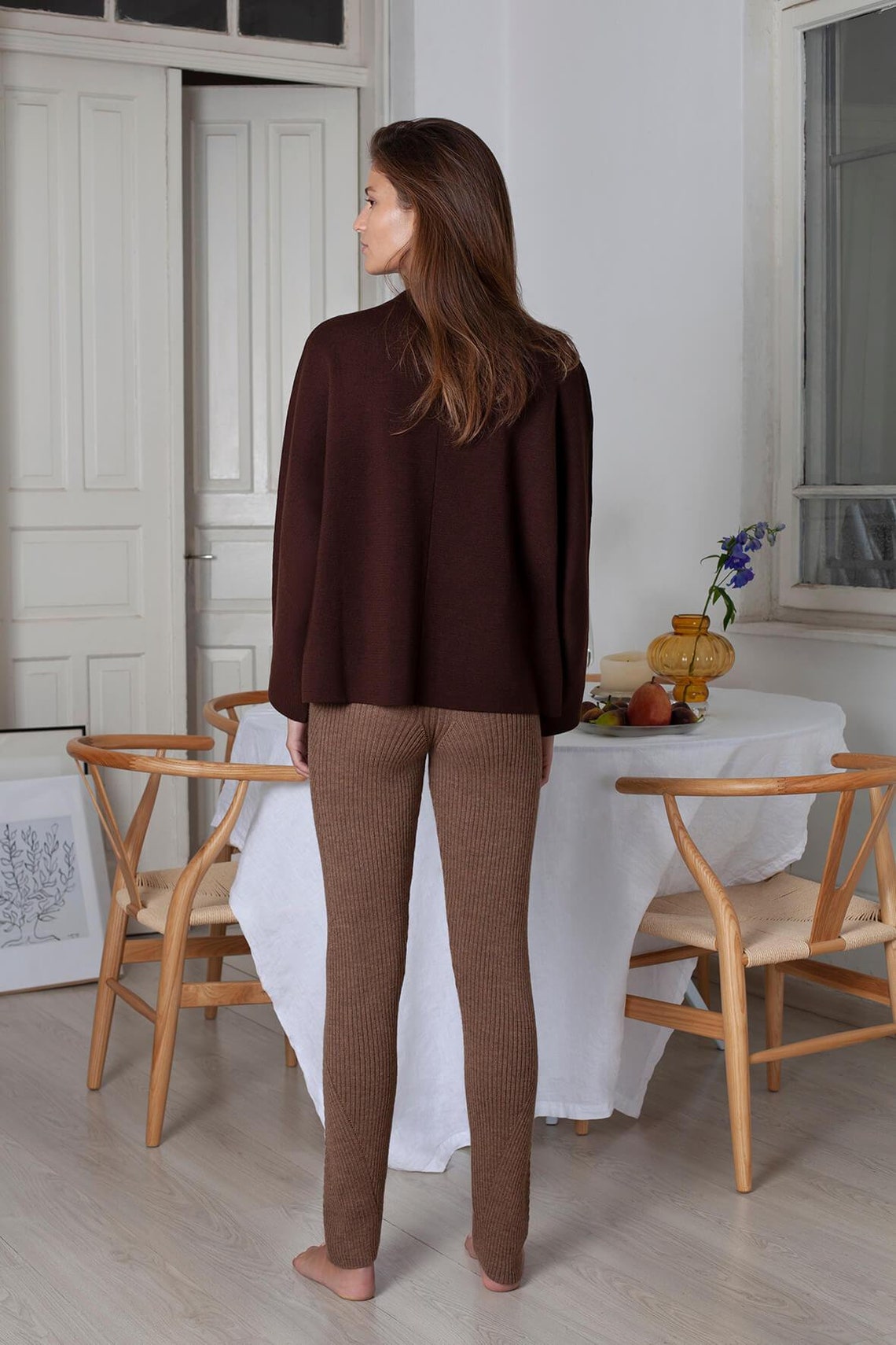 Brown Merino Wool Knit Jacket Women's Kimono Jacket Etsy