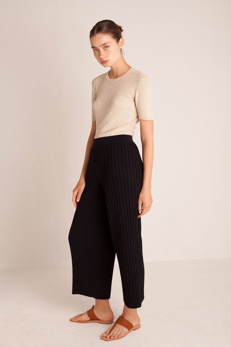 Women/'s Knit Pants Women/'s Knitwear Cotton Linen Pants LINEN PLEATED PANTS Off White Designer Trousers