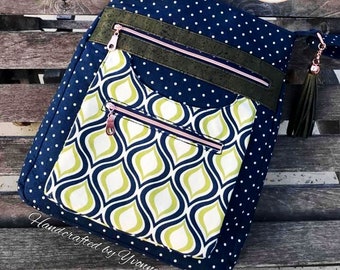 Cordelia Crossbody Bag-  Mid-Sized Zipper Top Crossbody-  PDF Sewing Pattern