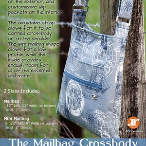 The Mailbag Crossbody Bag PDF Sewing Pattern Includes Two Sizes. Triple Zip Hipster Bag Pattern RLR Creations