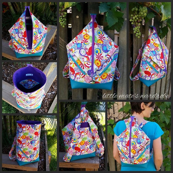 Andrea's Rucksack Bag PDF Sewing Bag Pattern- Pattern includes 2 sizes RLR Creations