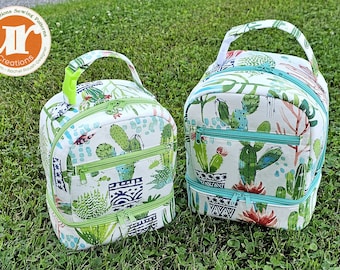 Tiffin Double Compartment Lunch Totes - Child and Adult sizes included - PDF Sewing Pattern - RLR Creations