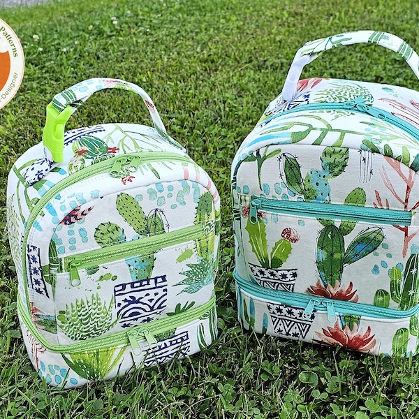 Tiffin Double Compartment Lunch Totes - Child and Adult sizes included - PDF Sewing Pattern - RLR Creations