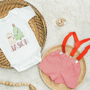 Newborn Christmas Outfit, Baby Boy Christmas Outfit, Baby Boy Holiday Outfit, Boys Christmas Shirts, MY First Christmas Outfit Boy image 1