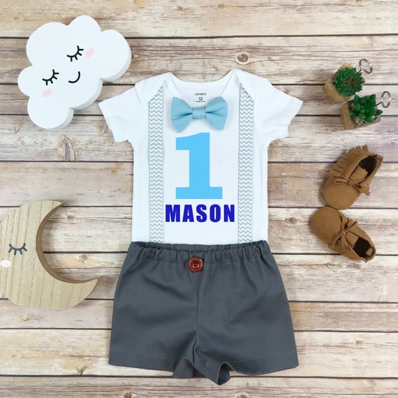 baby boy suspender bow tie outfit