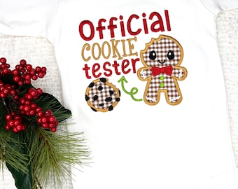 Traje navideño para bebé de hombrecito de jengibre "Probador Oficial de Galletas"