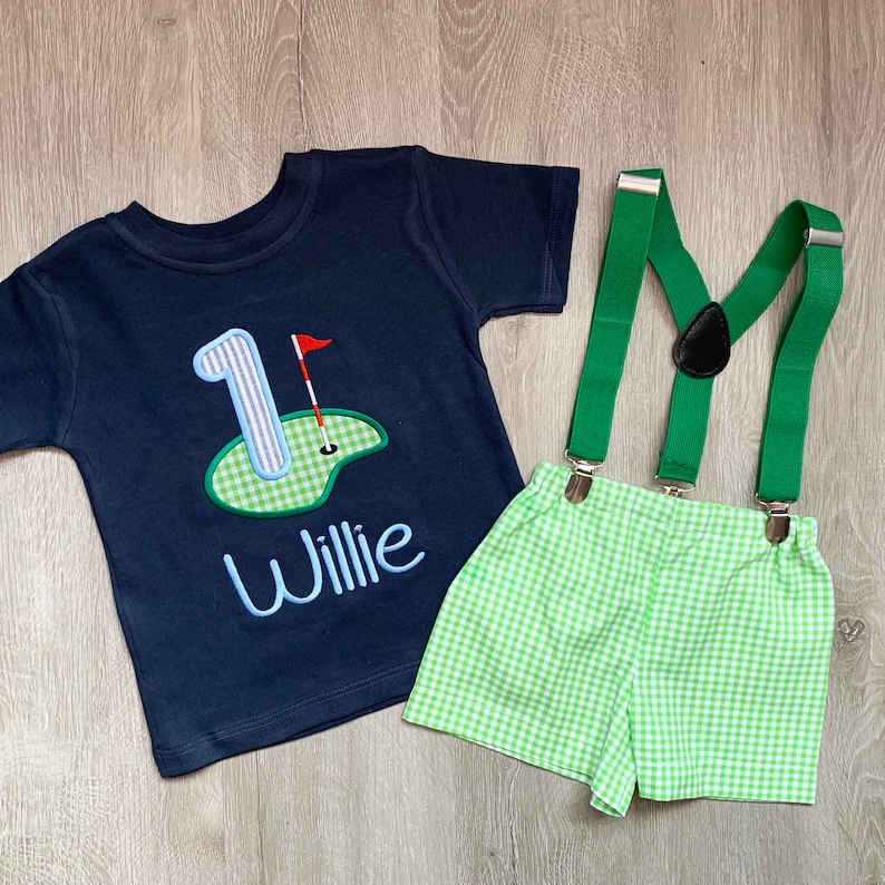 Golf Birthday Shirts, First Birthday Shirts, Boy Golf Shirts, Personalized Shirts, Boy Golf T-Shirt, Boy Birthday Outfit, Boy Clothing Set image 2