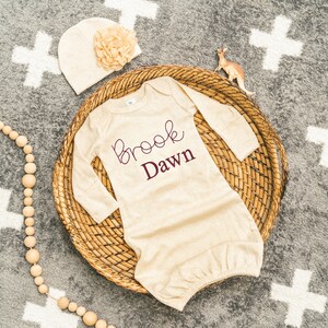 Baby Girl Coming Home Outfit Baby Girl Clothes Personalized Baby Girl Gift Personalized Baby Girl Outfit Newborn Girl Clothes Newborn Hat